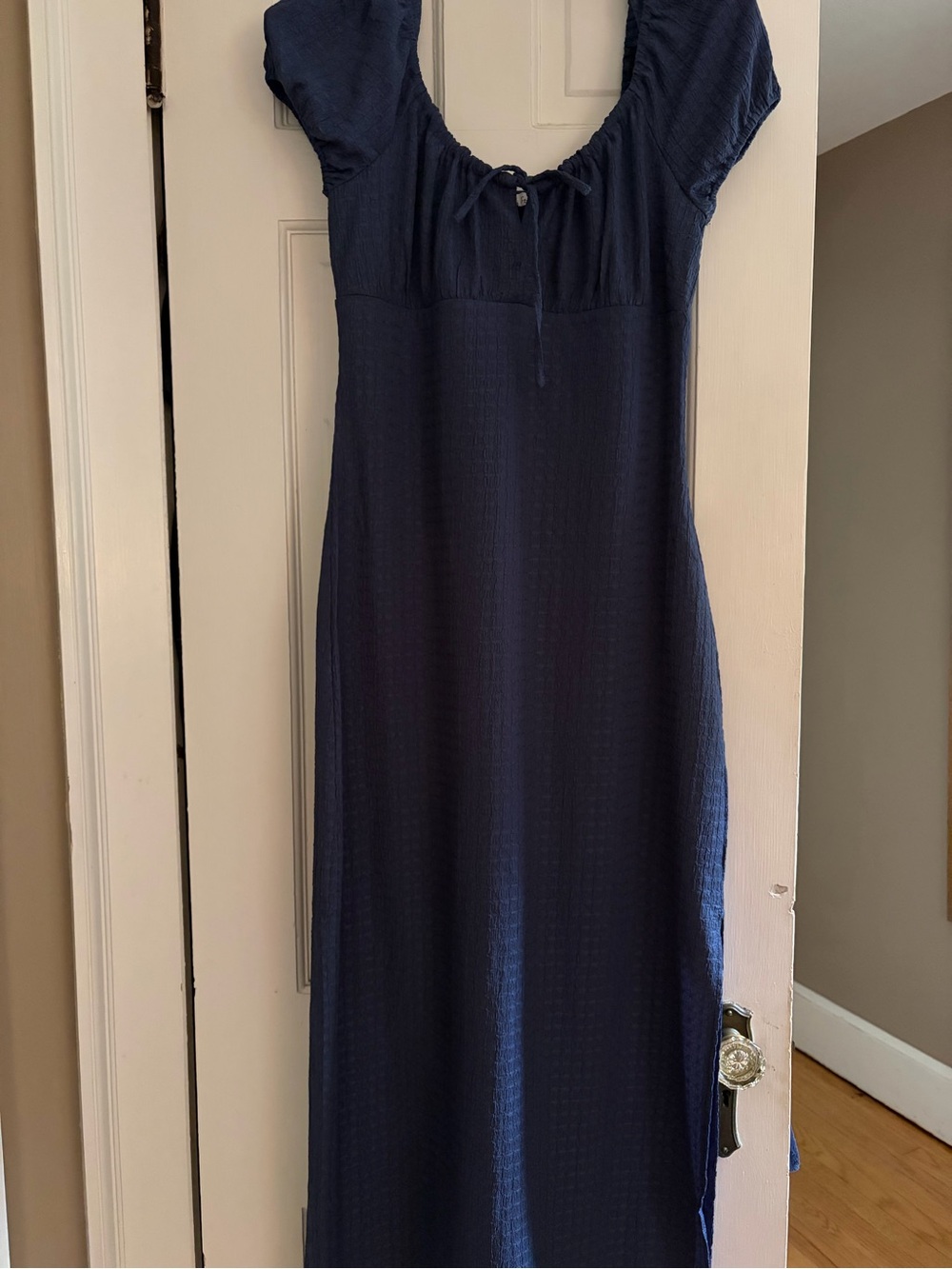 Inspired Hearts Navy Maxi Dress with Tie Neck